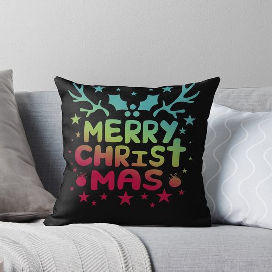 Merry Christmas With Cross Religious Christian Pillow