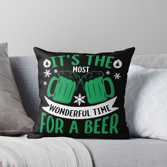 Discover Beer - Christmas, Wonderful Time For A Beer Pillow