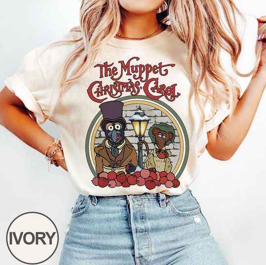 Retro The Muppet Christmas Carol Gonzo Rizzo Shirt, K the frog Miss Piggy Xmas Movie Tee,  Light The Lamp Not The Rat Tee, Xmas Movie