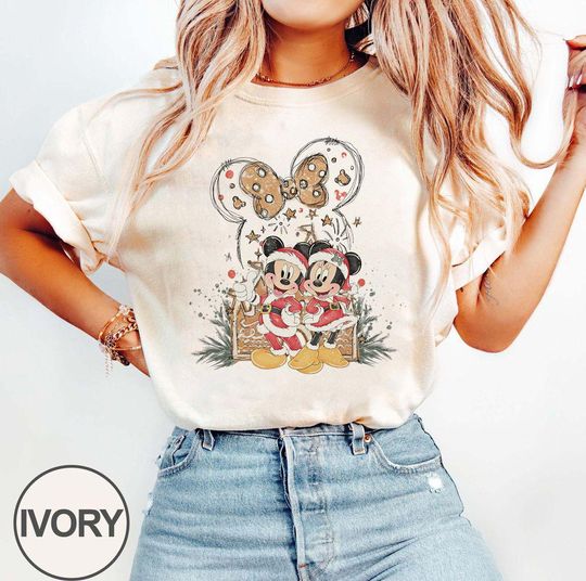 Discover Mickey and Minnie Christmas Shirt, Christmas Watercolor Castle Shirt, Holiday Sweatshirt for Family, Cute Disney Xmas Gift Matching Shirt
