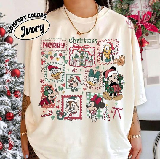Discover Retro Disney Santa Mickey And Friends Shirt, Retro Santa Chip And Dale Shirt, Mickey's Very Merry Christmas Party 2025 Shirt, Disney Holiday