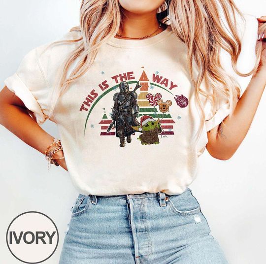 Discover Retro This Is The Way Christmas Shirt, The Mandalorian Shirts, Star Wars Christmas Shirt, Disneyland Christmas Party Gift, Disney Xmas Tee