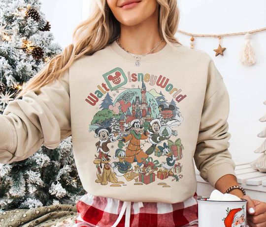 Discover Retro Disney Christmas Shirt, Mickey And Friends Santa Tee, Very Merry Christmas Party ,Family Matching Trip, Disneyworld Magic Kingdom