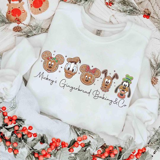 Discover Disney Mickey and Friends Baking Co Gingerbread Bakery Christmas T-shirt, Mickey's Very Merry Xmas Party Tee, Disneyland Family Gifts