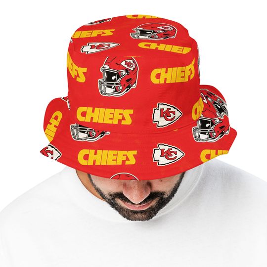 Adult Bucket Hat - Kansas City Chiefs football Team Cotton Hat, Football Fan Gift, Gift for Him, Friend Birthday, Unisex One Size Hat