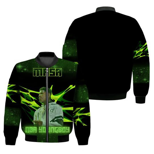 Green NBA Youngboy Women's Bomber Jacket, Streetwear Jacket, Urban Outfit Masa tour