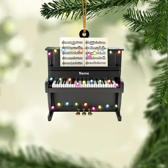 Personalized Piano Christmas Ornament, Pianist Ornament Gift, Theater Holiday Ornament, Musician Ornament Gift