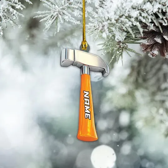 Discover Personalized Hammer Christmas Ornament, Hammer Xmas Ornament Decor, Handyman Christmas Ornament, Fixer Holiday Ornament Gift