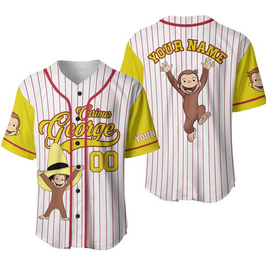 Curious George Birthday Baseball Jersey/Curious George Baseball Shirt/Curious George Birthday Jersey Shirt/Custom Baseball Jersey