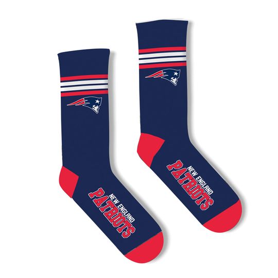 New England Patriots football 4-Stripe Large Socks Men's Size 10-13