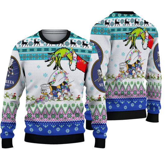Navy SEABEES Naval Construction Force (NCF) AOP Christmas Ugly Sweater
