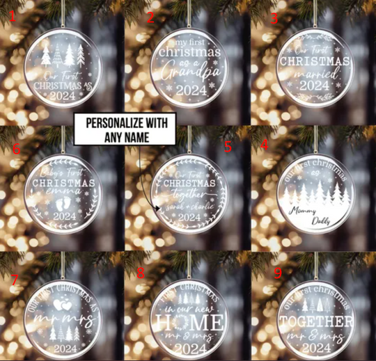 Personalized Our First Christmas Ornaments  Bundle, Christmas ornament  , Acrylic Ornament