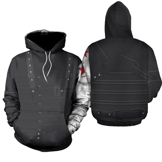 Winter Soldier 3D Cosplay Costume Sweatshirt, Hero Halloween Costume Hoodie, BUCKYY Bn Barnes Halloween Outfit, Super Hero All Over Print Shirt