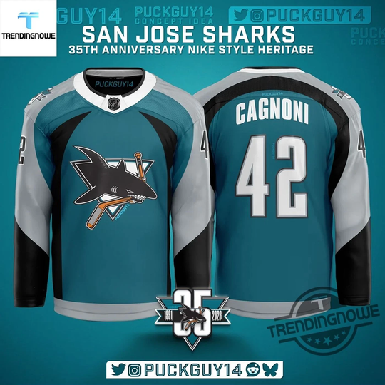 Personalized San Jose Sharks 35h Anniversary Season Hockey Shirt Heritage Unisex