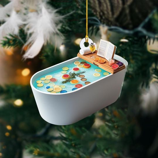 Discover Personalized Bathtub Ornament, Bathtub Christmas Ornament, Relaxing Bathtub Hanging Ornament, Spa Holiday Ornament