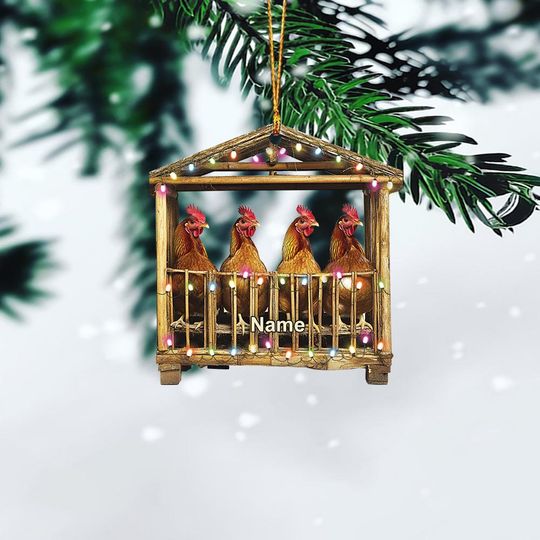 Discover Personalized Chicken Coop Christmas Ornament, Chicken Farm Christmas Ornament, Farming Ornament, Farmer Gift, Farmhouse Decor