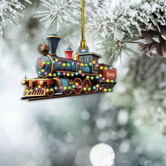 Discover Personalized Train Christmas Ornament, Locomotive Christmas Ornament, Railway Ornament, Train Holiday Ornament, Railroader Gift