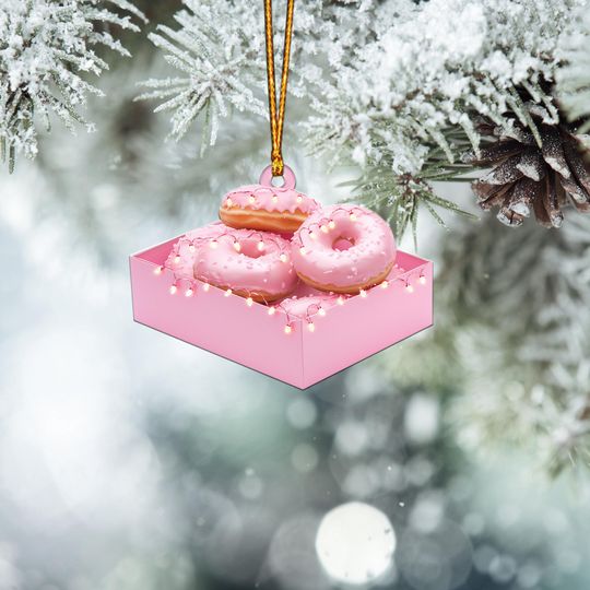 Discover Personalized Donut Box Christmas Ornament, Donut Xmas Tree Decor, Loved Donut Box Ornament, Xmas Hanging Ornament Gift