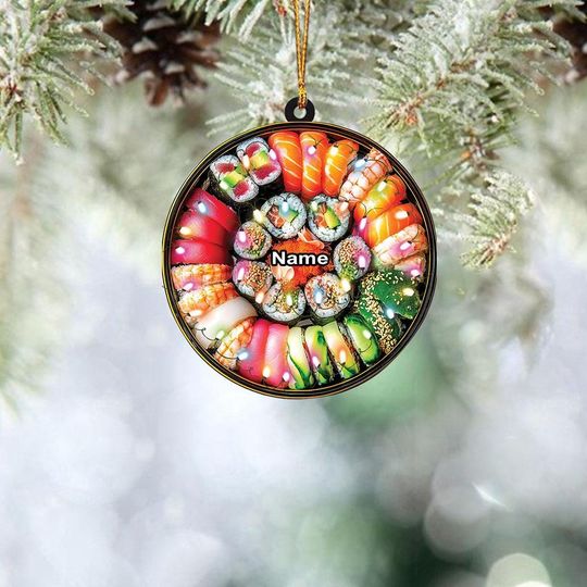 Discover Personalized Sushi Set Christmas Ornament, Sushi Christmas Ornament Gift, Sushi Lovers Holiday Ornament, Japanese Food Ornament