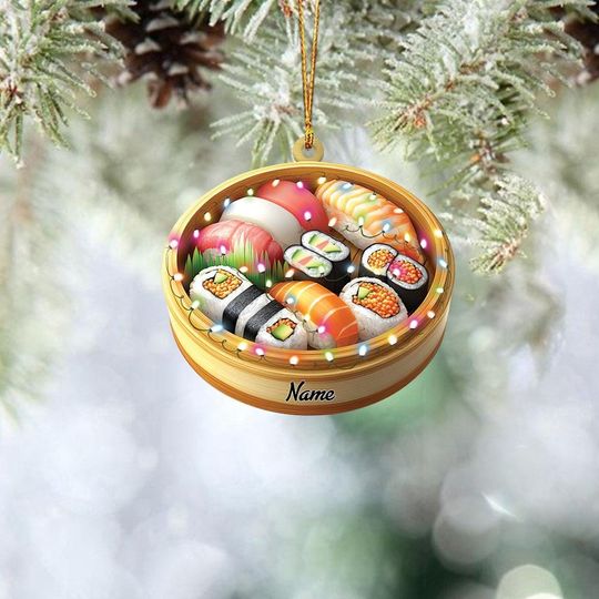 Discover Personalized Sushi Set Christmas Ornament, Sushi Christmas Ornament Gift, Sushi Lovers Holiday Ornament, Japanese Food Ornament