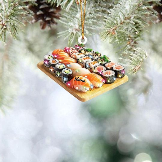 Discover Personalized Sushi Set Christmas Ornament, Sushi Christmas Ornament Gift, Sushi Lovers Holiday Ornament, Japanese Food Ornament
