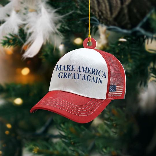 Discover Make America Great Again Ornament, MAGA Hat Trump Hat Ornament, 2D Flat Trump Christmas Hanging Decor, Gift For Trump Supporter