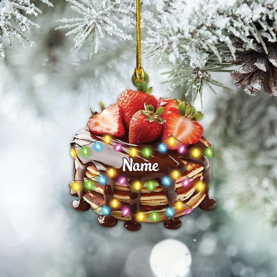 Discover Personalized Pancakes Strawberry Christmas Ornament, Pancakes Breakfast Ornament, Pancakes Lovers Gift, Food Cake Xmas Ornament