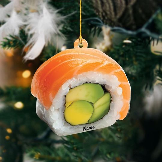 Discover Sushi Christmas Ornament, Salmon Sushi Christmas Hanging Decor, Loved Sushi Ornament, Sushi Xmas Holiday Gift