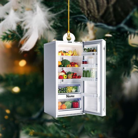 Discover Custom Fridge Ornament, Refrigerator Christmas Ornament, Chef Ornament, Food Lovers Gift, Cooking Ornament