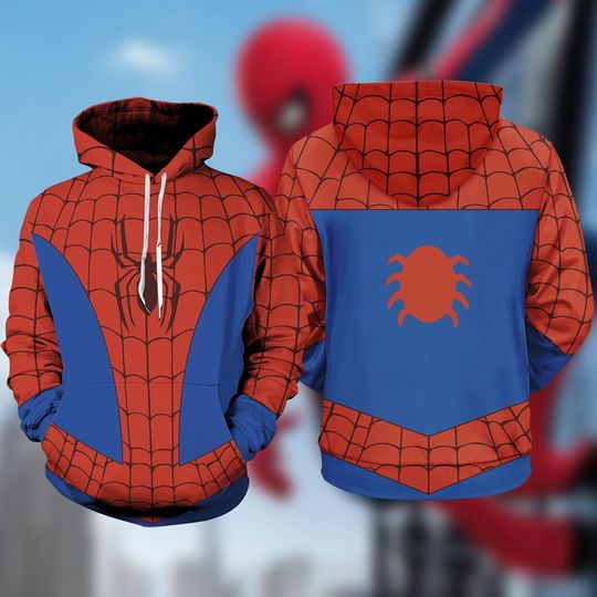 Spider Man 3D Full Over Print Hoodie, Spiderman Suit Cosplay Sweatshirt