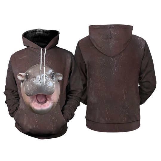 Discover Moo Deng 3D Full Over Print Hoodie, Moo Deng Cosplay Costume Sweatshirt, Moo Deng Halloween Costume Sweatshirt Hoodie, Funny Moo Deng Gift