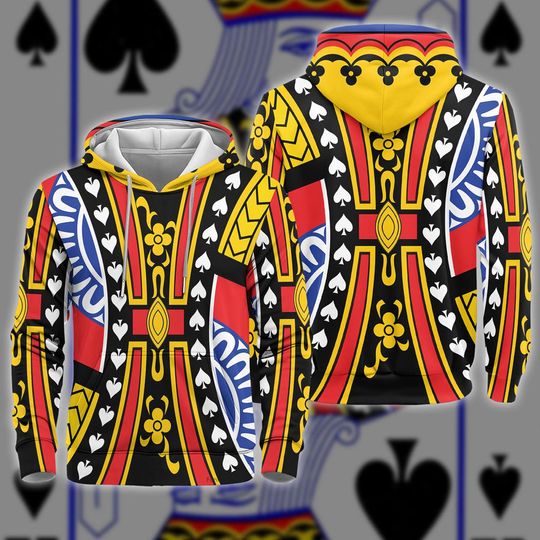 Discover King Of Spades 3D Full Over Print Hoodie, King David Cosplay Sweatshirt, Playing Card Halloween Costume Hoodie, Halloween Cosplay Sweatshirt