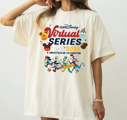 Discover RunDisney Virtual Series 2024 Mickey and Friends Unisex Adult T-Shirt