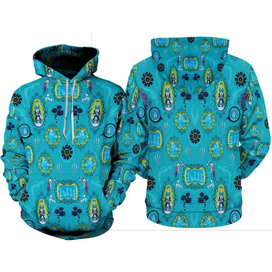 Discover Haunted Mansion 3D Full Over Print Hoodie, Foolish Mortals Hitchhiking Ghosts Cosplay Sweatshirt