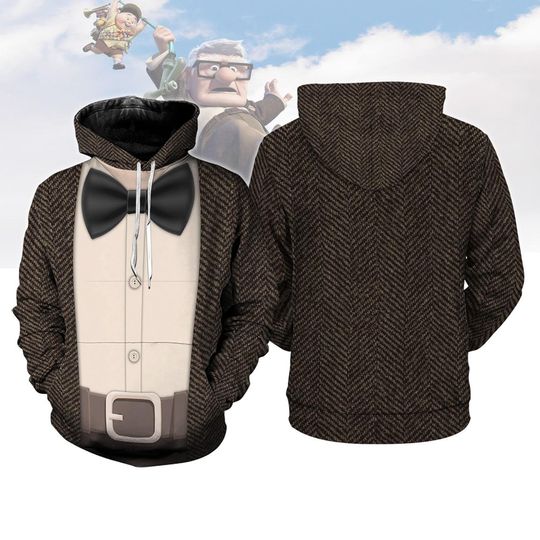 Discover Carl Fredricksen 3D Full Over Print Hoodie, Disneyland Up Grandpa Cosplay Sweatshirt