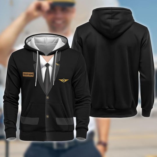 Discover Pilot Cosplay 3D Full Over Print Hoodie, Airplane Pilot Costume Sweatshirt