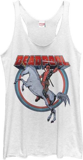 Fifth Sun Marvel Classic Deadpool on Unicorn Women's Racerback Tank Top
