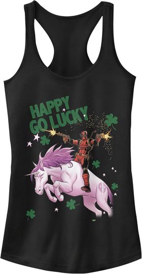 Fifth Sun Women's Marvel Classic Lucky Deadpool Junior's Racerback Tank Top