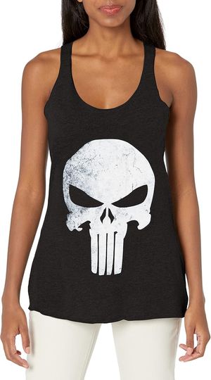 Discover Fifth Sun Women's Marvel Universe Punisher Distresskull Tri-Blend Racerback Layering Tank