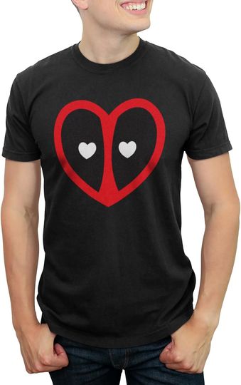 Discover Marvel Men's Valentine's Day Deadpool Heart Mask T-Shirt