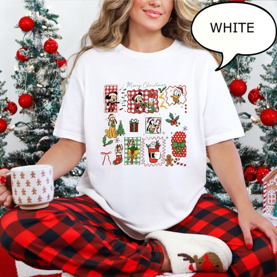 Discover Comfort Colors Coquette Disney Xmas T-Shirt, Mickey And Friends Christmas Shirt, Merry Christmas Tee, Christmas Tree Shirt