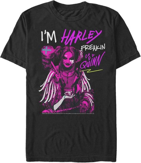 Men's Birds of Prey Harley Freakin' Quinn Cartoon T-Shirt