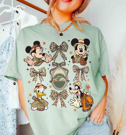Discover Leopard Coquette Bows Mickey & Friends Animal Kingdom T-Shirt