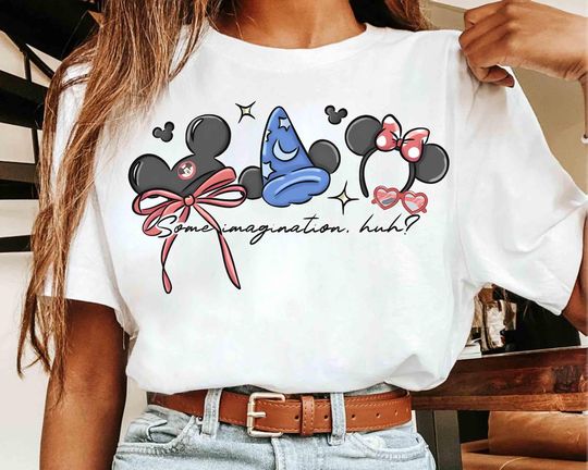 Discover Coquette Bow Mickey Sorcerer T-Shirt, Disney Fantasia Mickey Tee