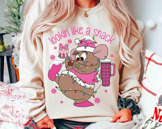 Discover Santa Gus Gus Mouse Pink Christmas Light Sweatshirt