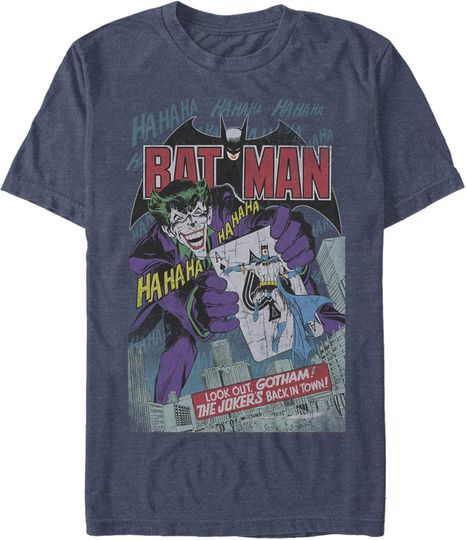 Discover Men's Batman Joker Vintage Card T-Shirt