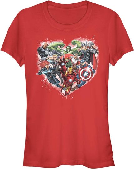Discover Marvel Junior's Valentine's Day Avenger Heart Collage T-Shirt