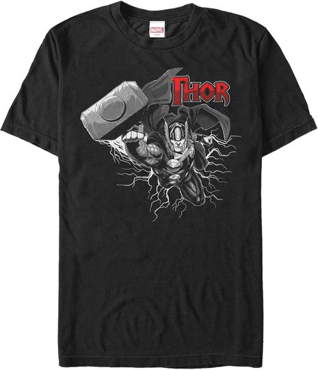 Men's Marvel Thor Thunder Grayscale T-Shirt