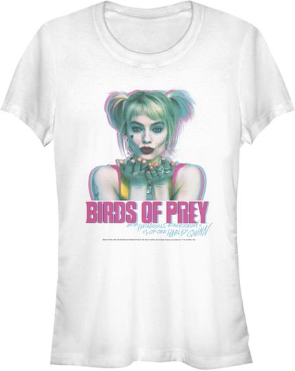Junior's Birds of Prey Harley Quinn Blur T-Shirt