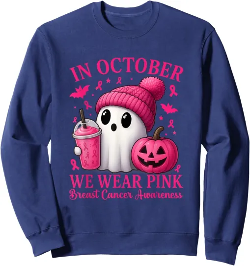 Breast Cancer Halloween October Pink Unisex Crewneck Sweatshirt